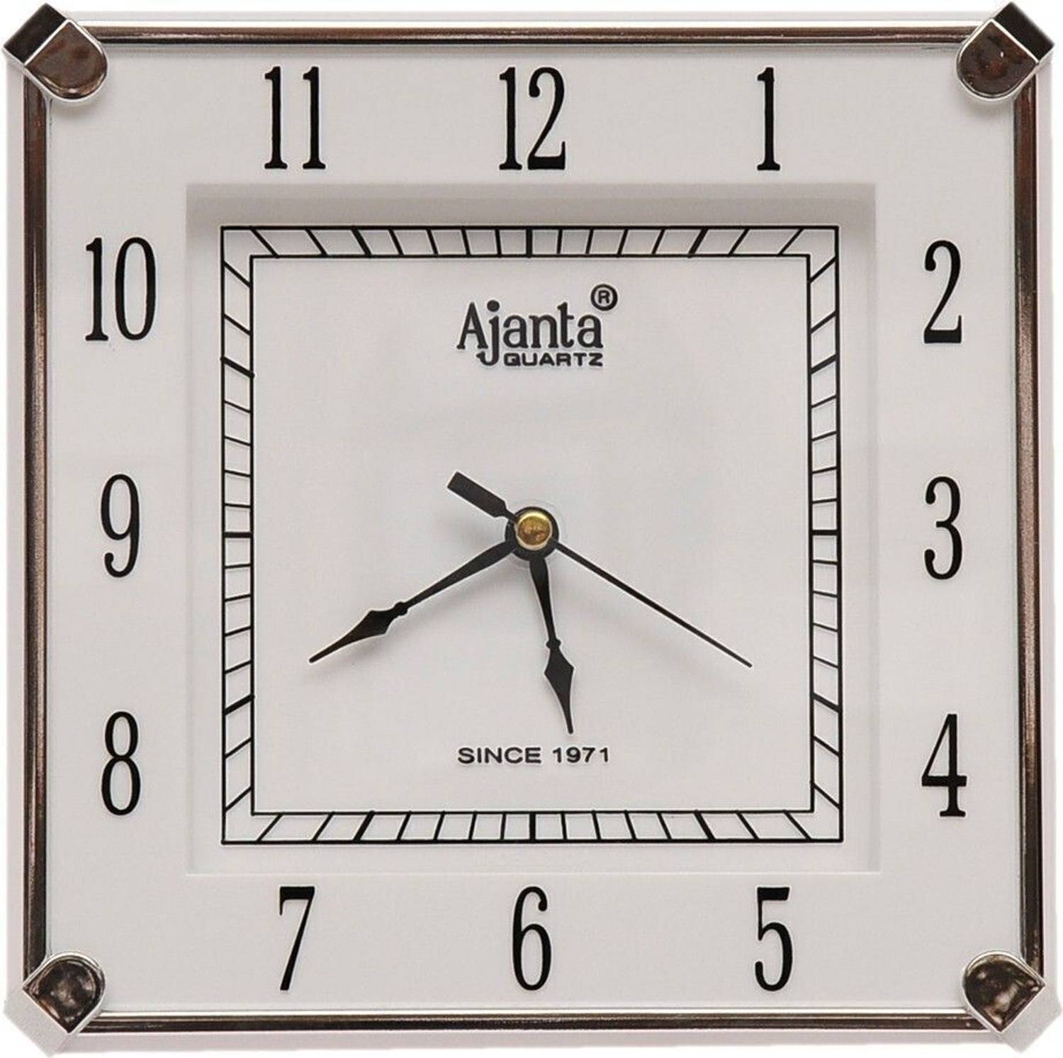 AJANTA Analog 19 cm X 19 cm Wall Clock (White, With Glass, Standa