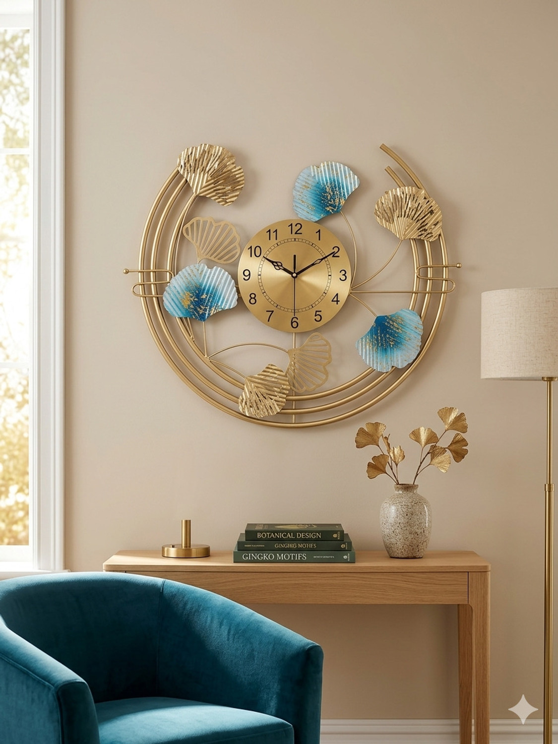 Image of ROCED EMOH EHT Analog 30 cm X 60 cm Wall Clock (Multicolor, Gold, Without Glass, DIY Clocks)
