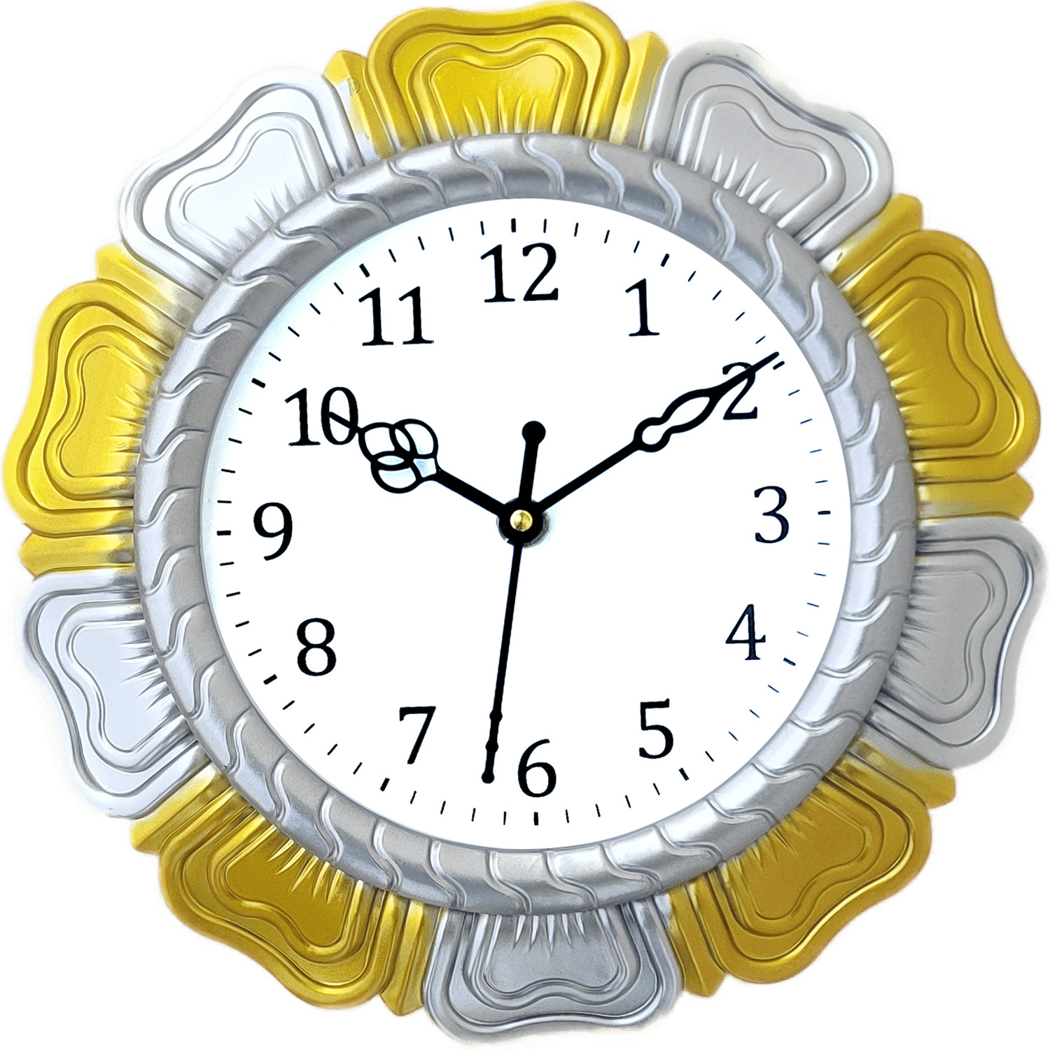 Kerensa Analog 26 cm X 26 cm Wall Clock (Yellow, Silver, With Glass ...