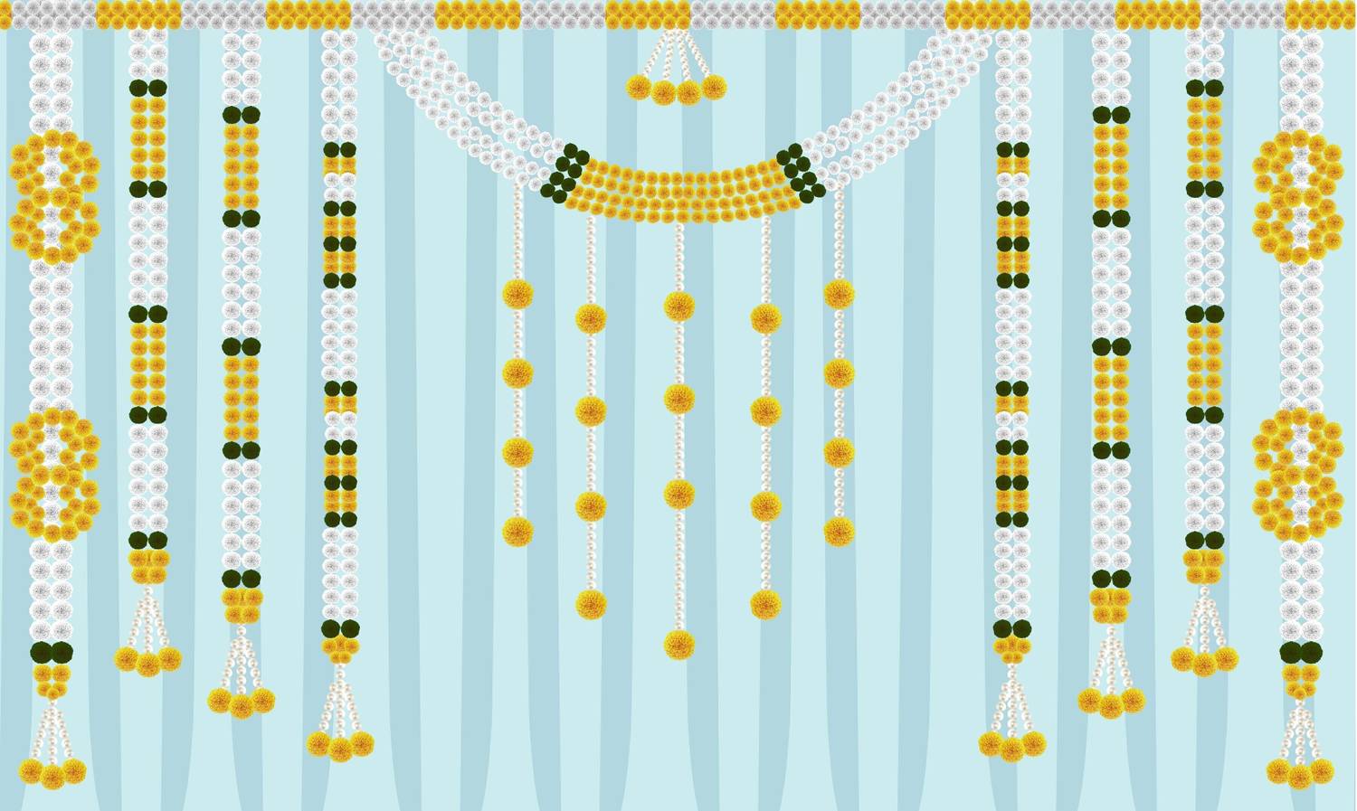 Backdropon Hanging Flower Design Printed Fabric Backdrop (5Feet Height & 8Feet width)