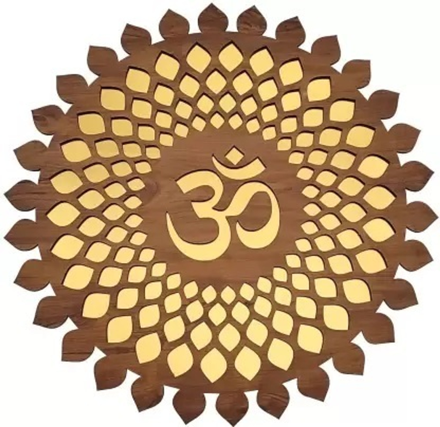 Image of CRAFTY COTTAGE OM Wall Decorative /Decor Showpiece for Home /Office, Round Shape Wooden Colour