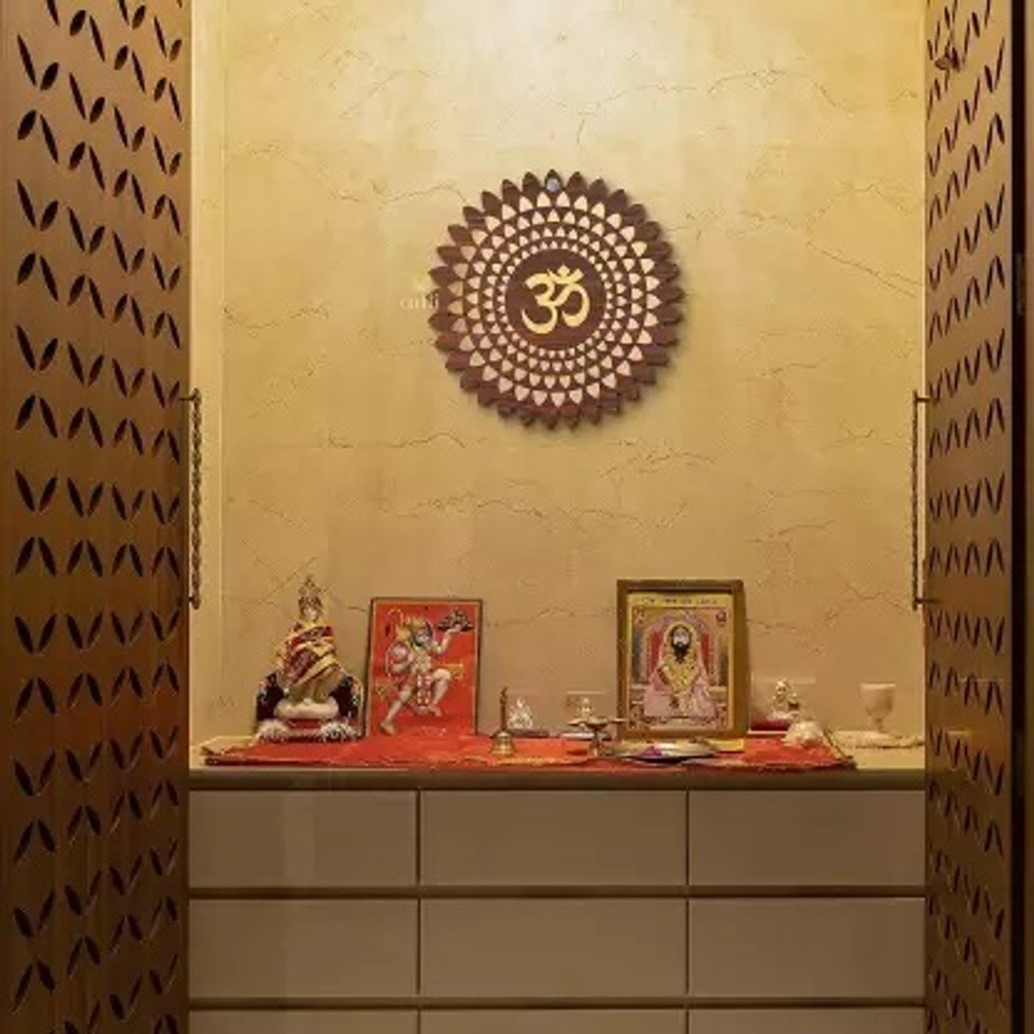 Image of CRAFTY COTTAGE OM Wall Decorative /Decor Showpiece for Home /Office, Round Shape Wooden Colour