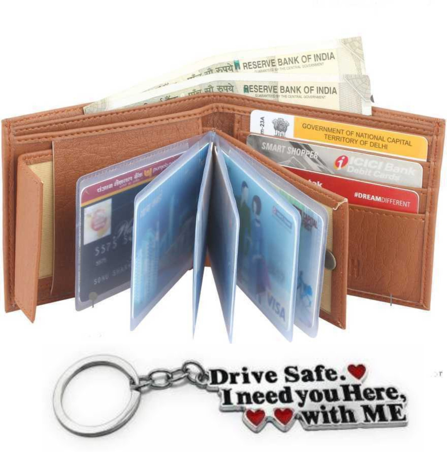 Image of True Style Men Casual Tan Artificial Leather, Genuine Leather Wallet