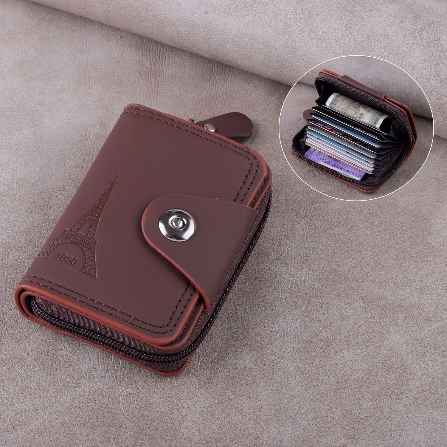 Image of KILLER Men Casual, Formal Brown Artificial Leather RFID Card Holder (11 Card Slots)