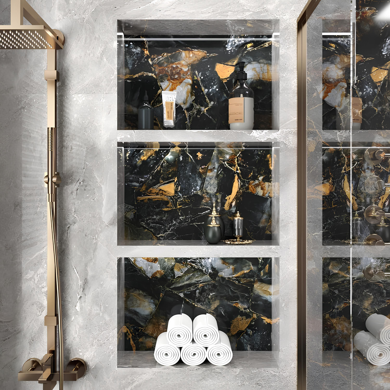 Image of voltify 200 cm Waterproof Wall Sticker For Kitchen & Home Decor - Glossy Marble Pattern Self Adhesive Sticker