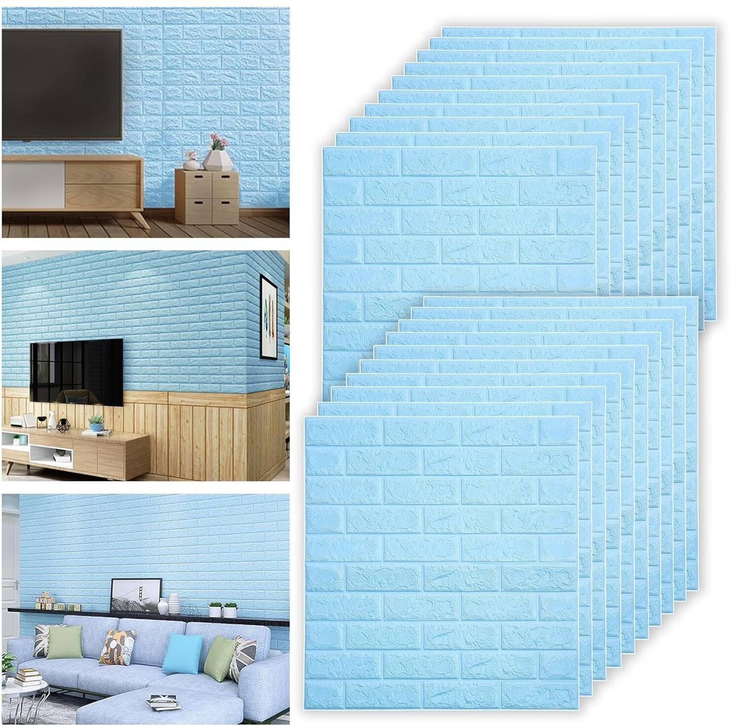 GRABITOZ 70x70cm Blue Waterproof Vinyl Wallpaper - Image 4