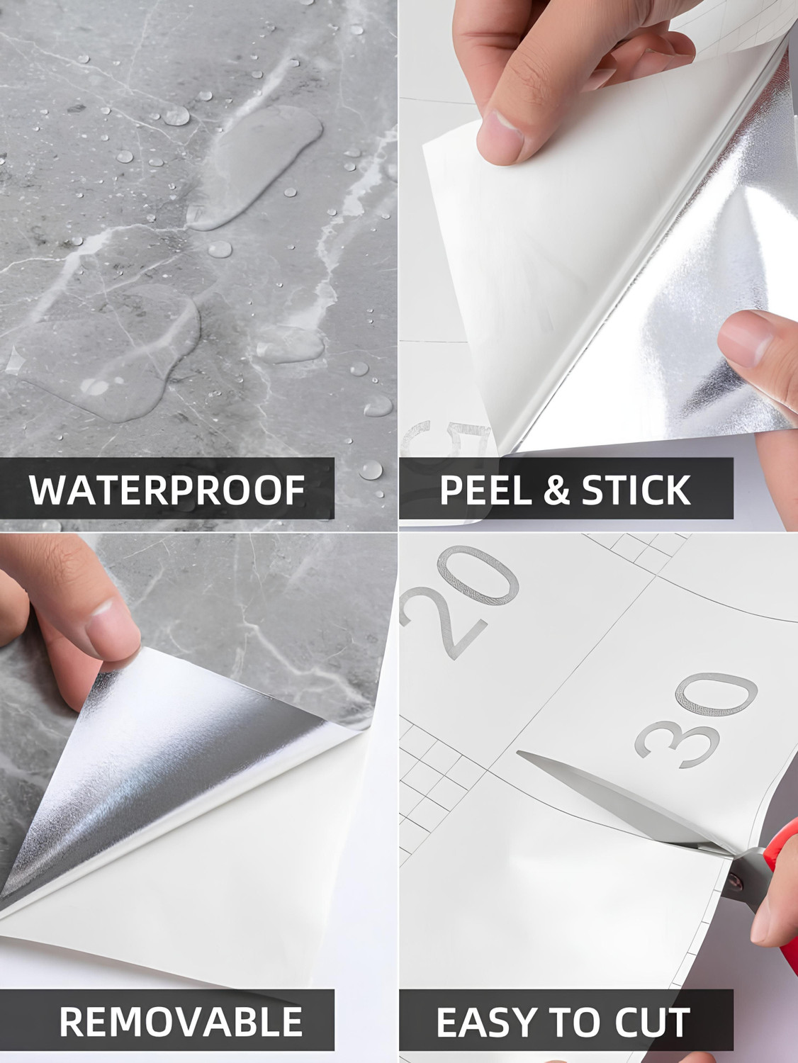 Image of voltify 200 cm Waterproof Wall Sticker For Kitchen & Home Decor - Glossy Marble Pattern Self Adhesive Sticker