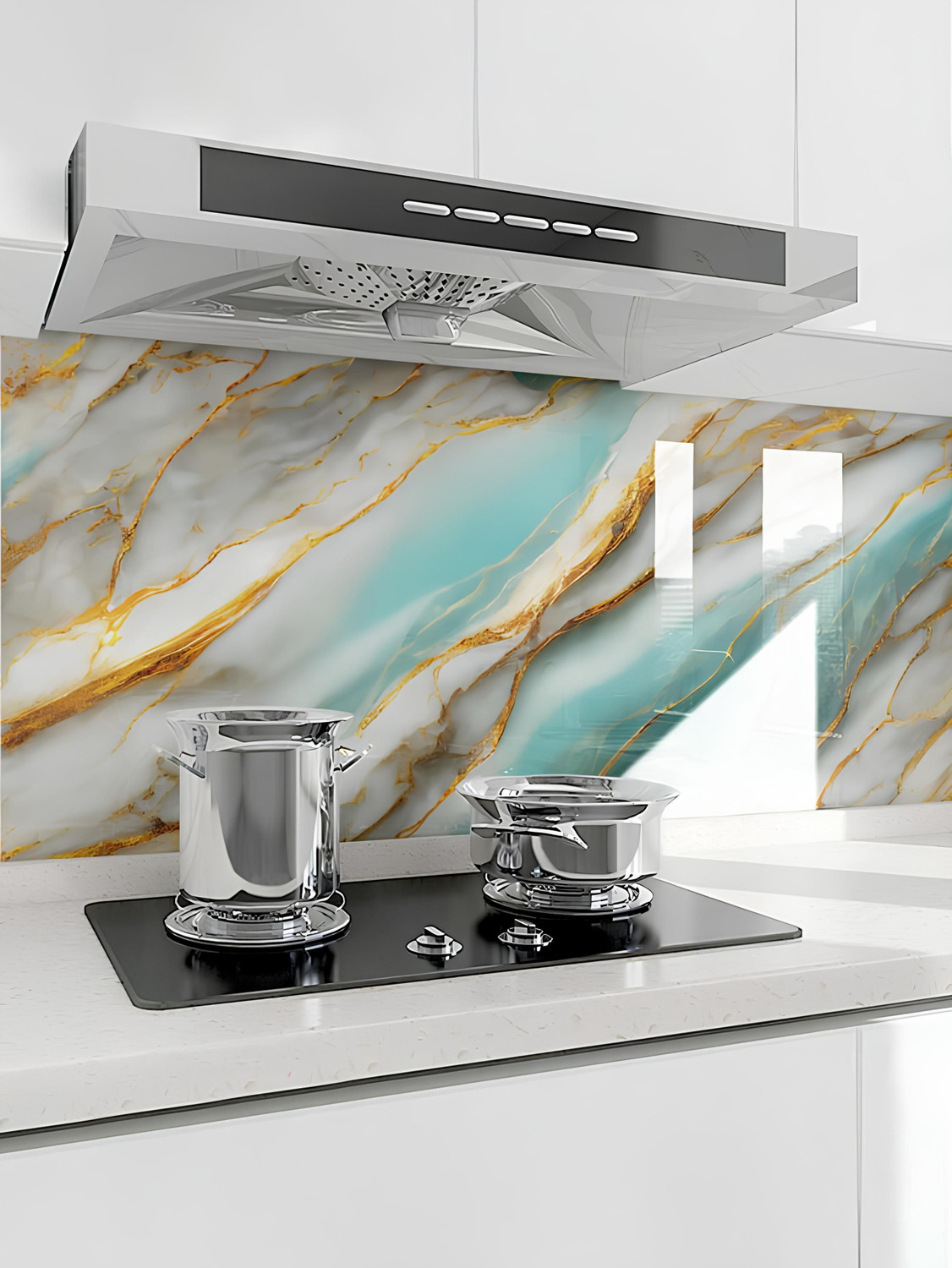 Image of voltify 200 cm Waterproof Wall Sticker For Kitchen & Home Decor - Glossy Marble Pattern Self Adhesive Sticker