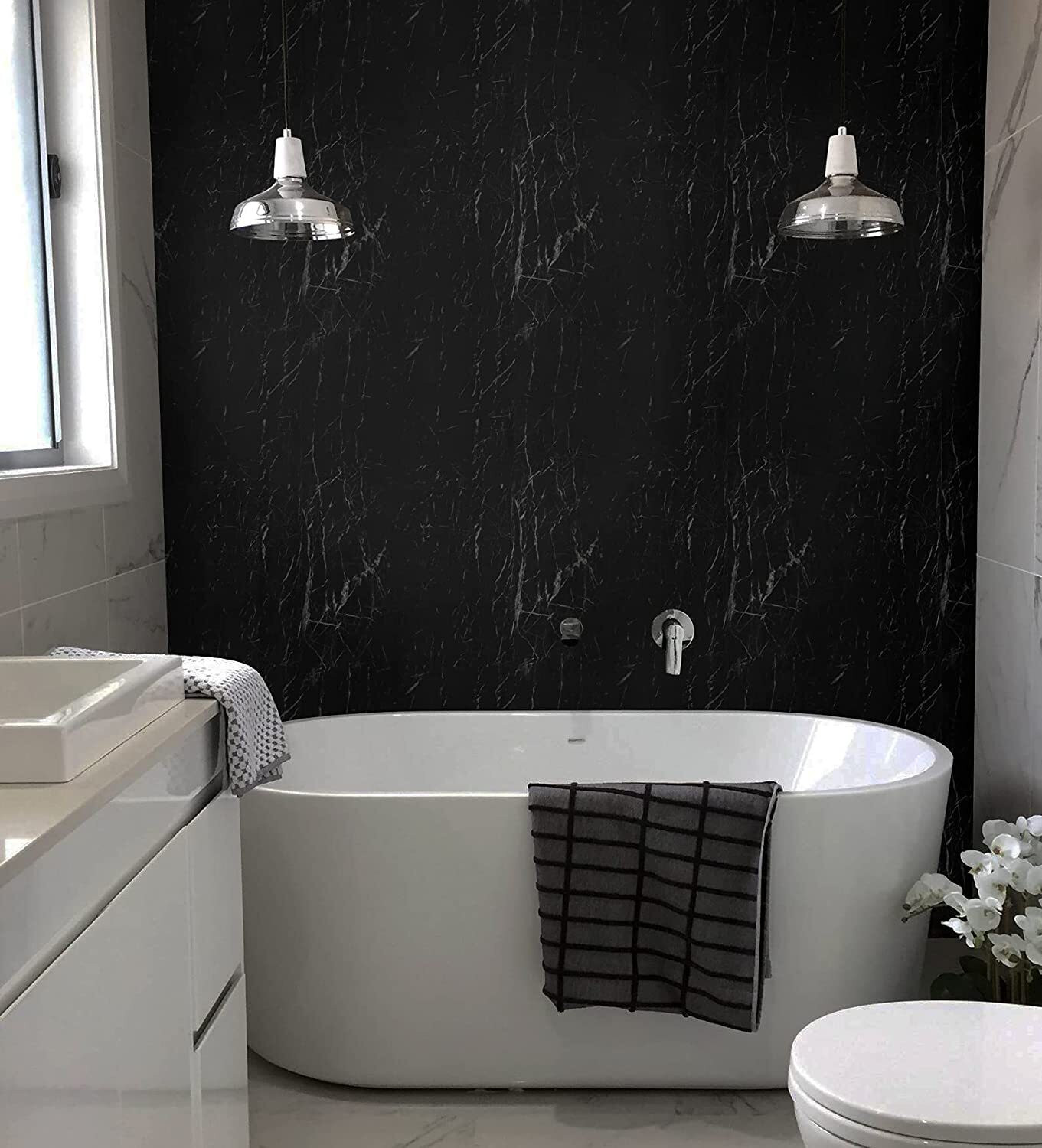 Image of Amar Enterprise Vinyl Black Marble Granite Waterproof Self Adhesive 200 x 60 cm(pack of 3) Pack of 3