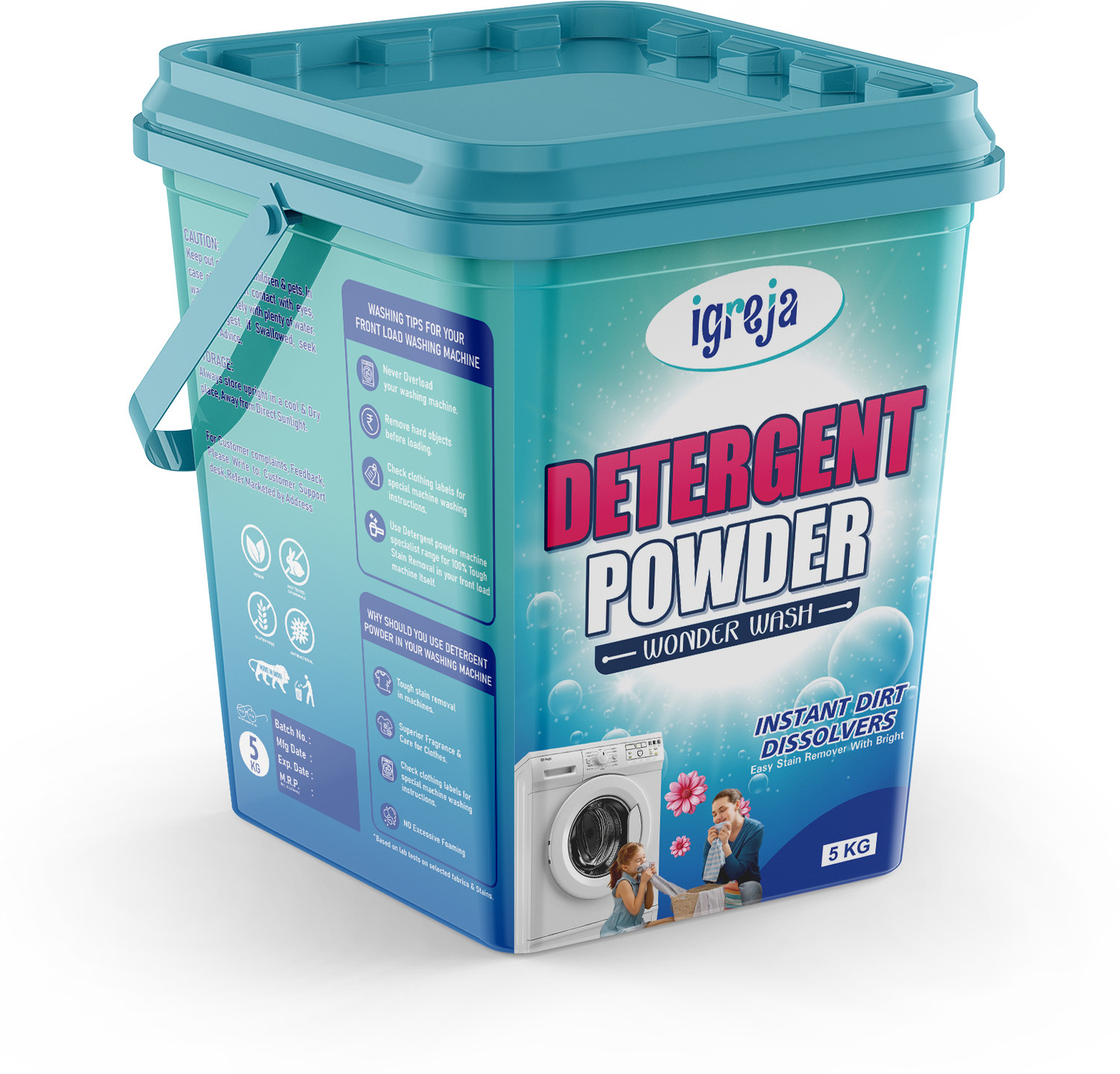 Image of IGREJA Bright Like New Front /Top Load Wonder Wash Blue Detergent Powder 5 kg Detergent Powder 5 kg