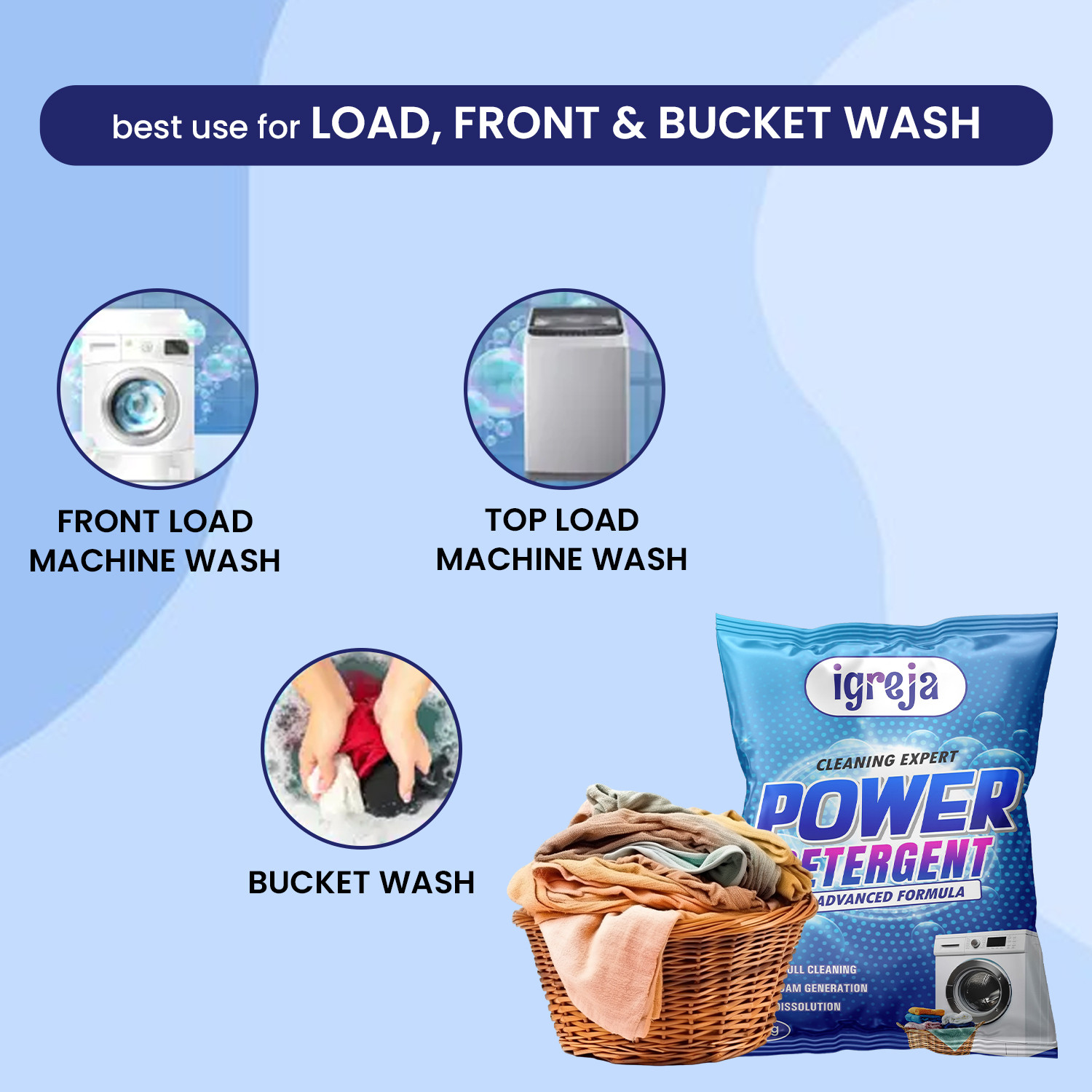Image of IGREJA Cleaning Expert Laundry Powder 10 kg Machine & Bucket Wash Detergent Powder (Fresh)