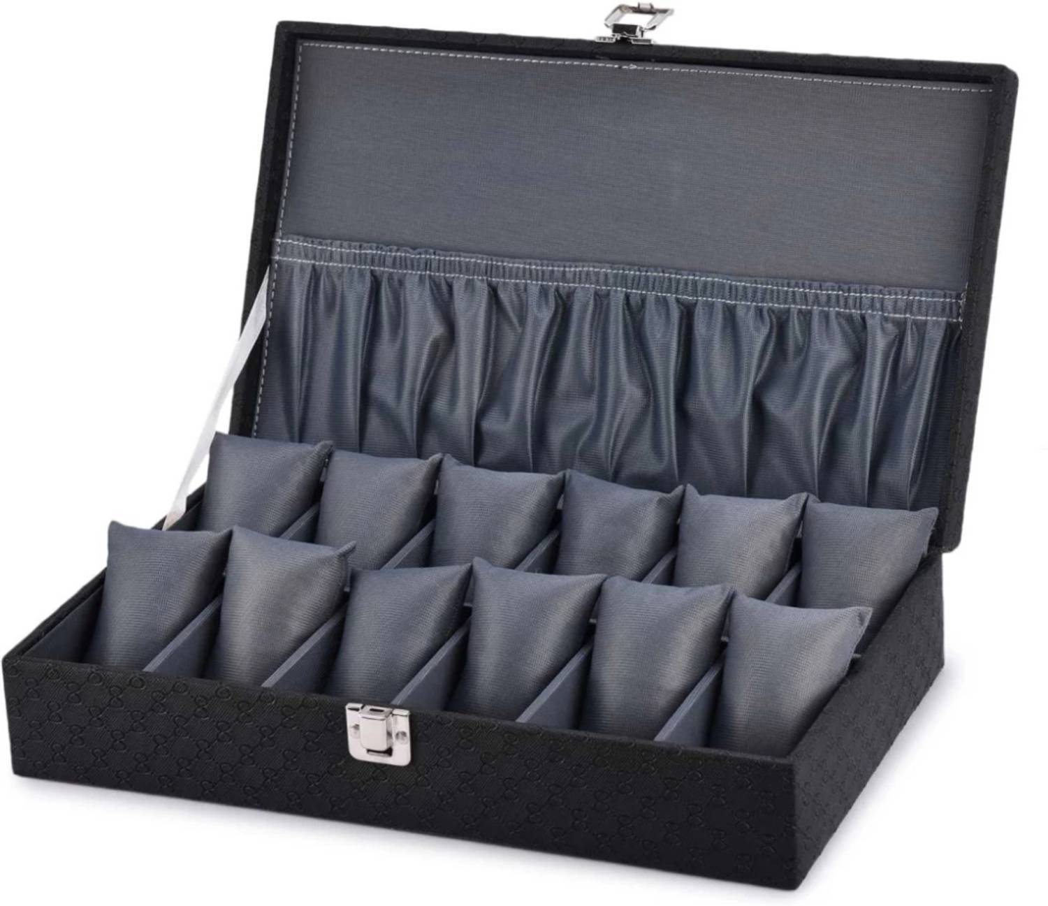 WATCHHUT Watch Box Holder Organizer Case Black - Image 1