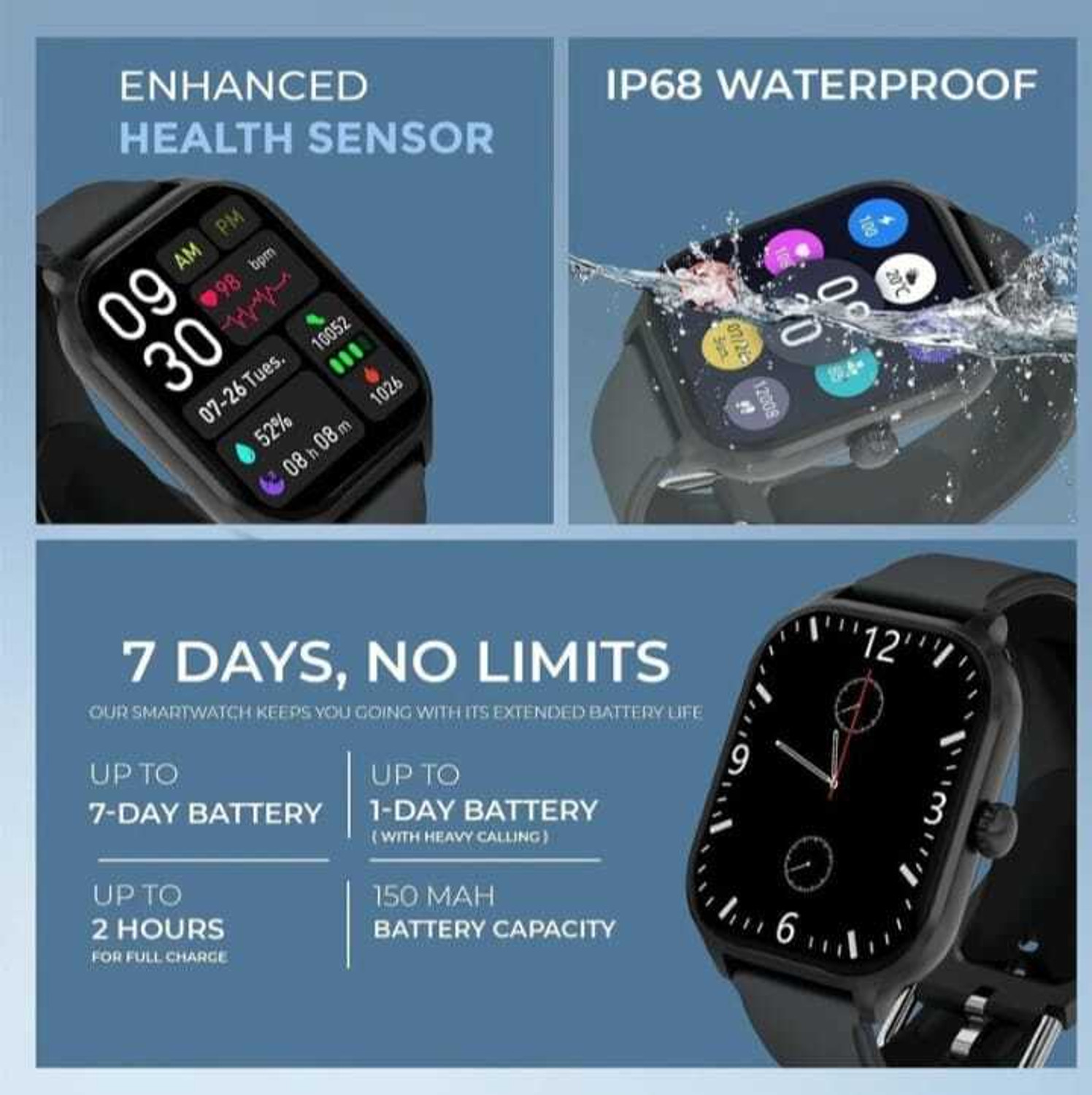 Image of SPARKPLUG Digital Smart multiple sports modes wrist watch pack of 01 Smartwatch (Black Strap, Free Size)