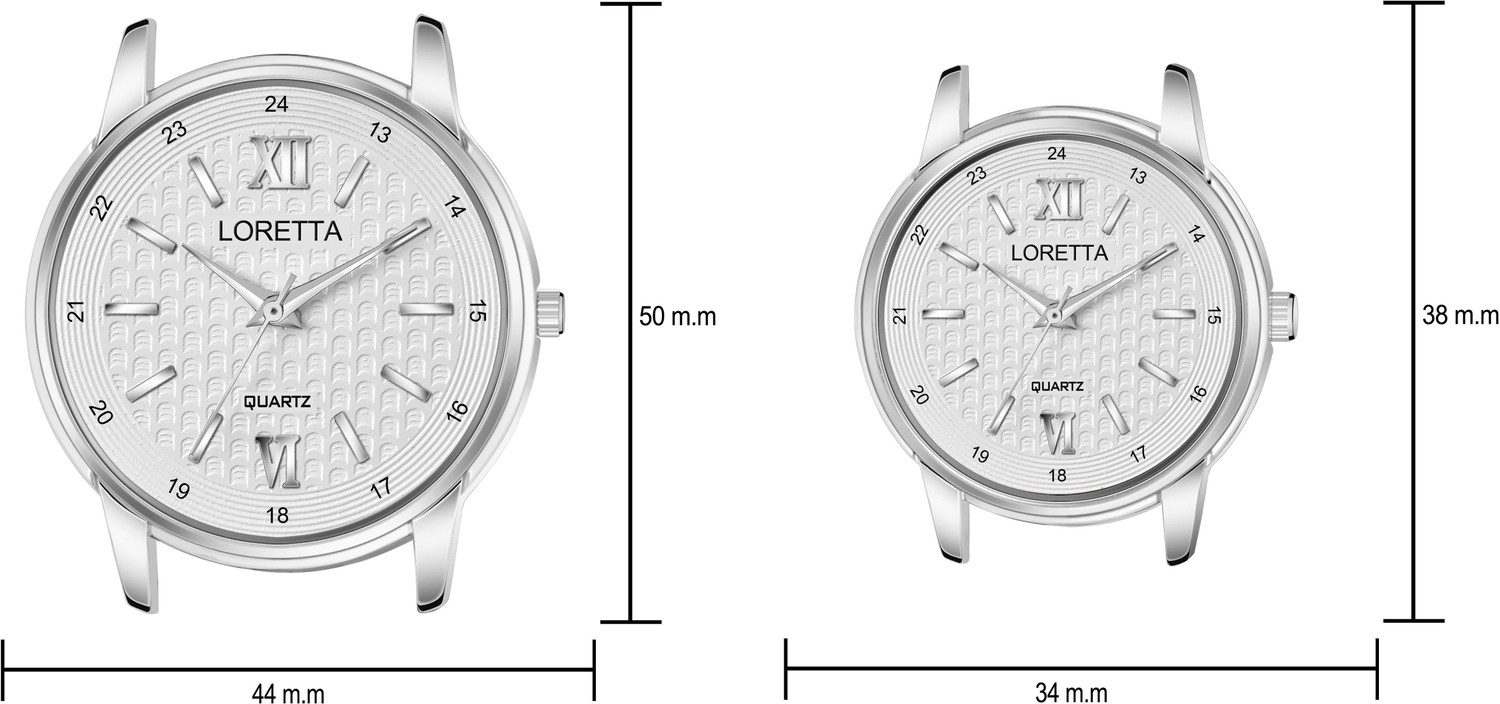 Image of Loretta White Dial Black Leather Belt Men & Women Analog Watch - For Couple