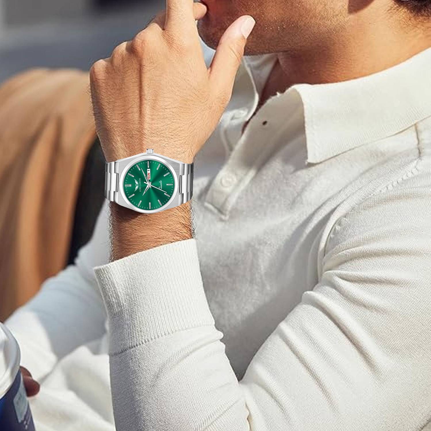 LOIS CARON Men's LCS-8345 Green Dial Watch - Image 5