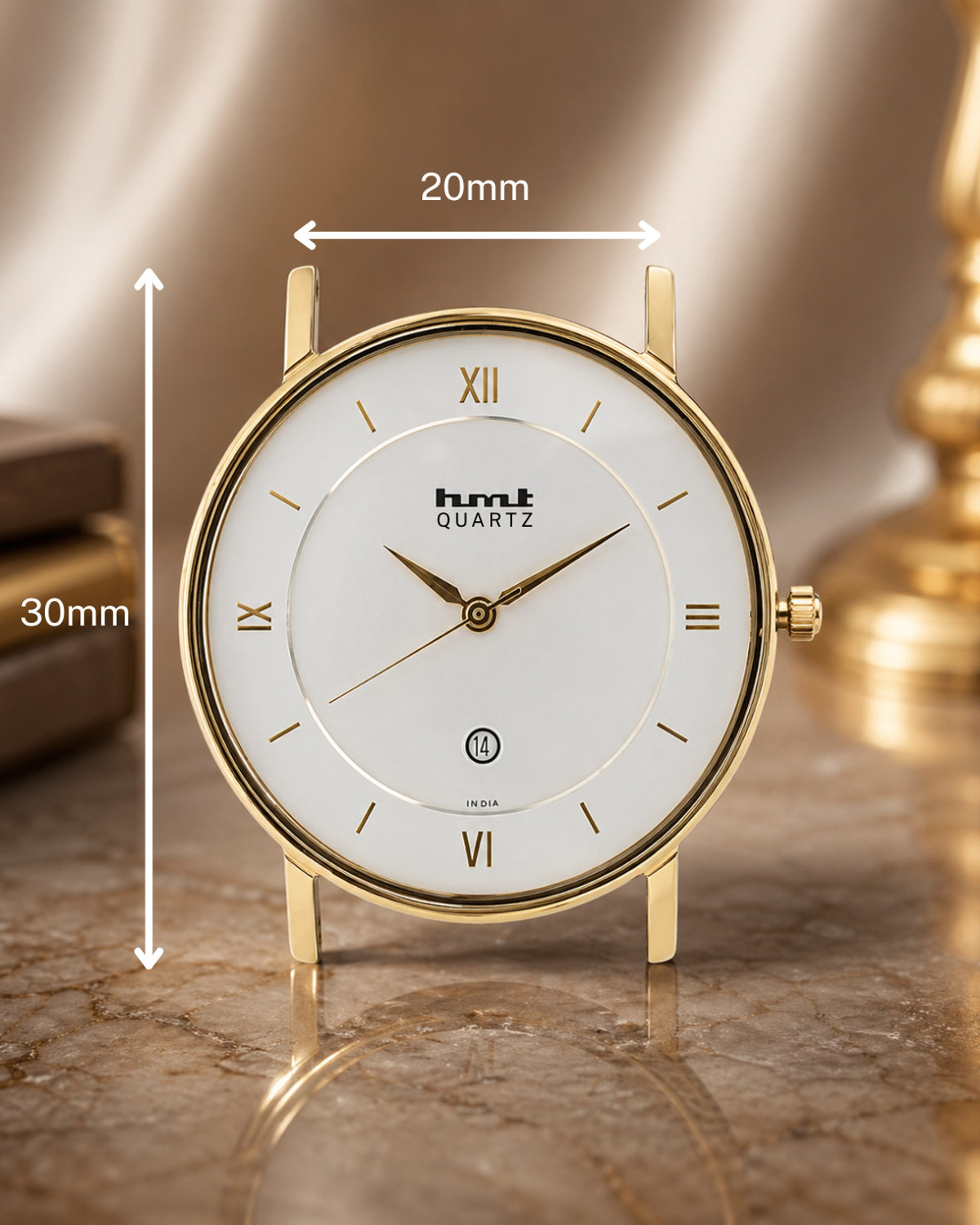 Image of HMT Quartz HMT date watch leather belt men's watch HMT white dial date display quartz analog watch for men Analog Watch - For Men