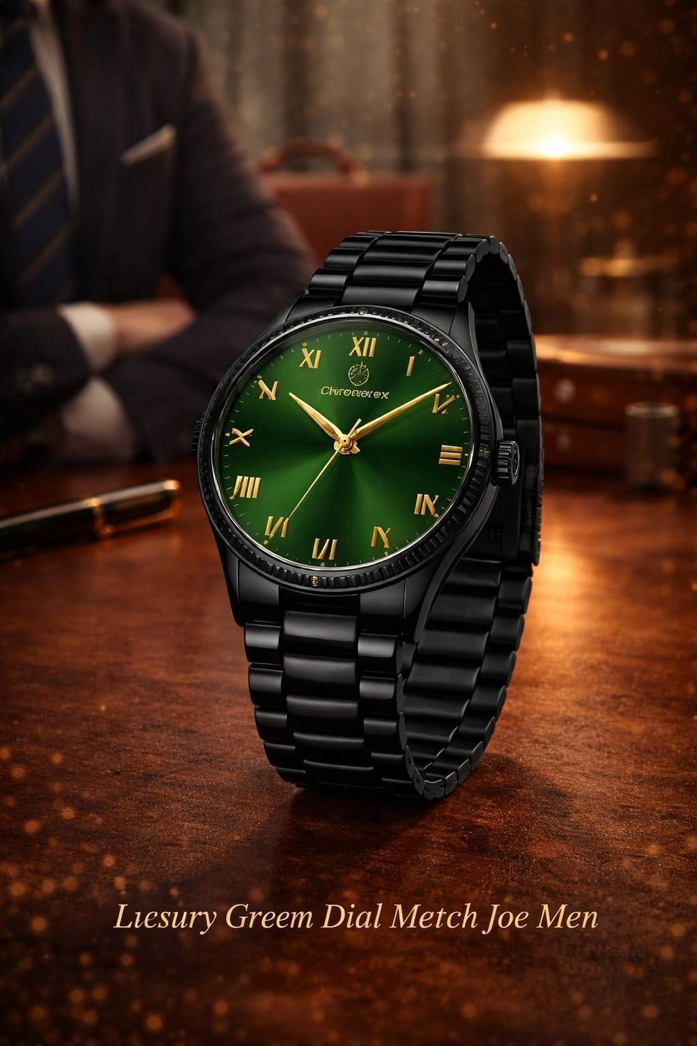 Chronorex Green Dial Roman Black Chain Watch for Men - Image 4