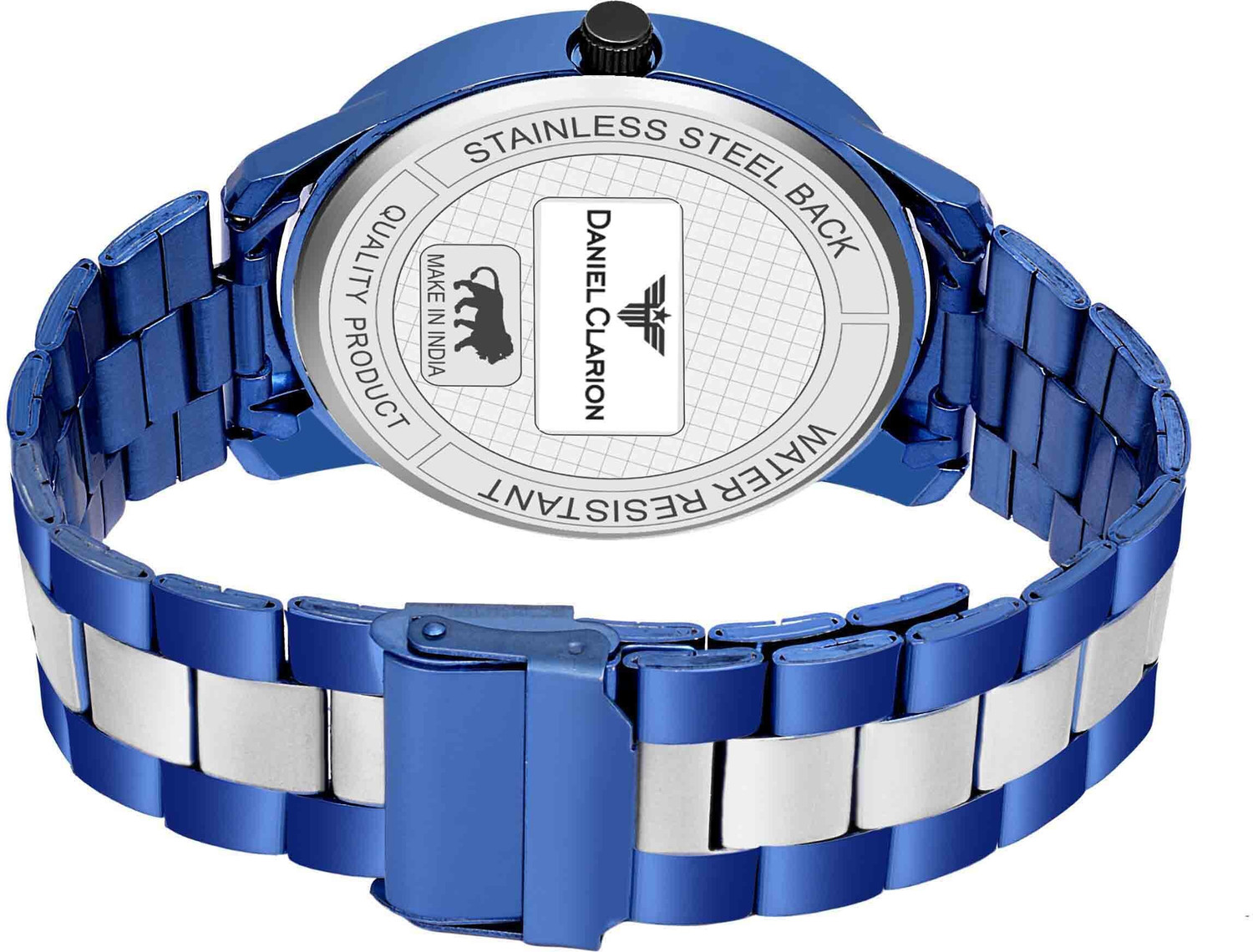 Image of DANIEL CLARION DC-1116-Blue+blue Pen Day and date Analog watch for men with blue Ball Pen Analog Watch - For Boys