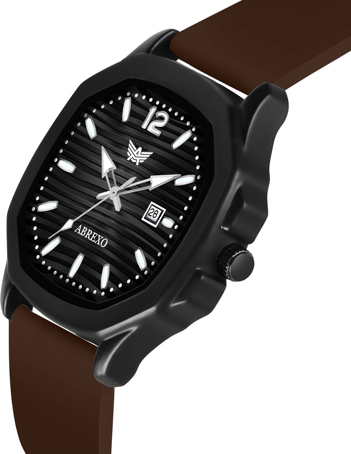 ABREXO Abx6600-BK Black Dial Brown Strap Watch - Image 4