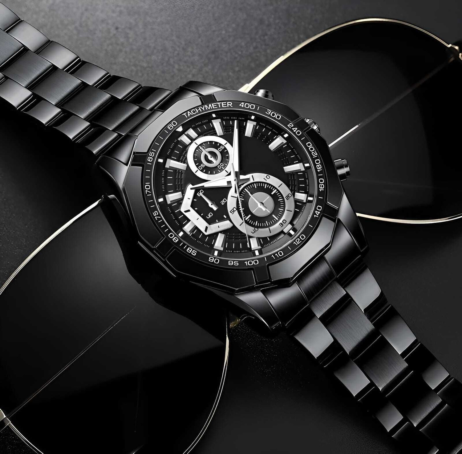 Image of OXCIA New Men Elegant Heavy Metal Design Watch Series-2026-BLACK Series-6-2026 Analog Watch - For Men