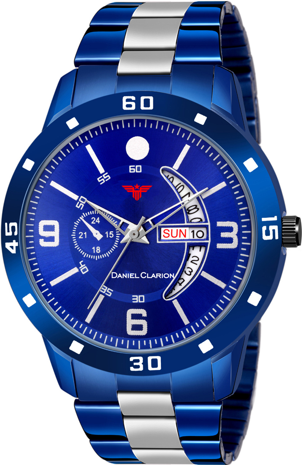 Image of DANIEL CLARION DC-1116-Blue+blue Pen Day and date Analog watch for men with blue Ball Pen Analog Watch - For Boys
