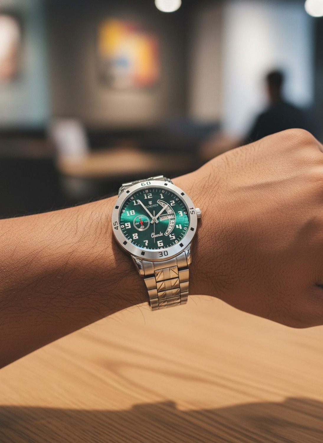 Image of Spencher Spencher 1187SM Stainless Steel Green Dial Casual Analog Watch - For Men