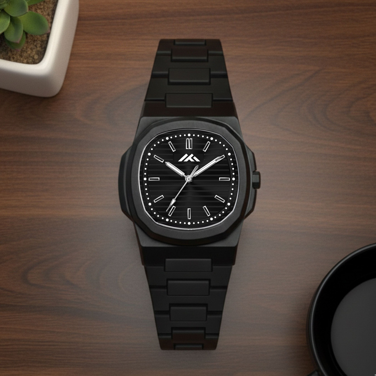 Image of HIRPARA MT-5538 Luxury Matte Black Wristwatch with Octagonal Case Analog Watch - For Men
