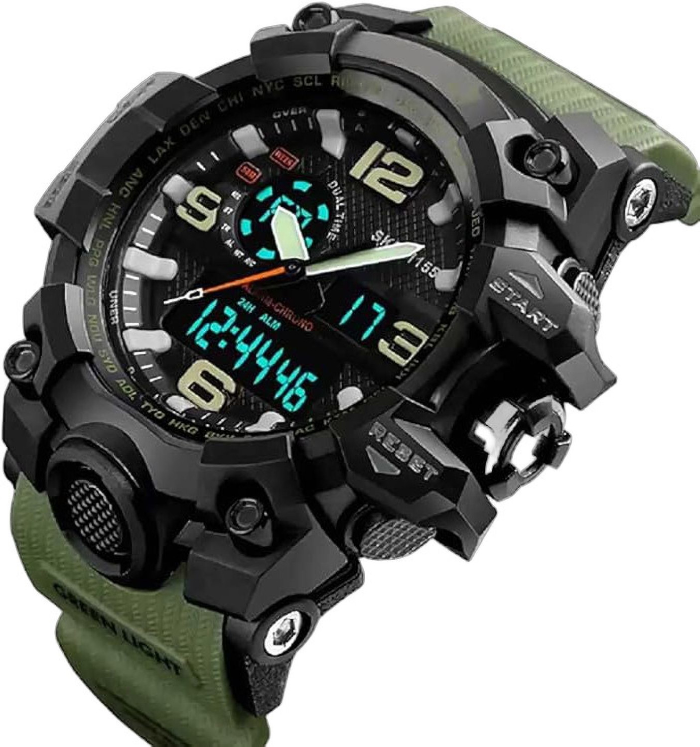 Image of Felizer 1155 Army Green New Arrival Designer Sporty Look Analog-Digital Watch - For Men