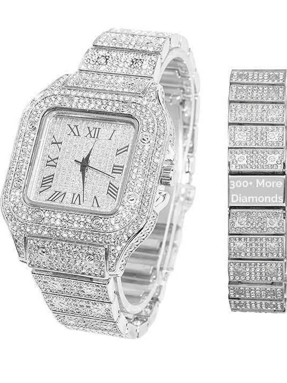 classicbusiness Silver Diamond Crystal Dial Watch - Image 1