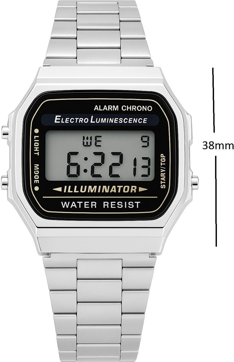 Image of Zadinga Dial Color: Grey, Case Shape: Rectangular Watch Movement Type: Quartz, Watch Display Type: Digital and Stainless Digital Watch - For Men & Women