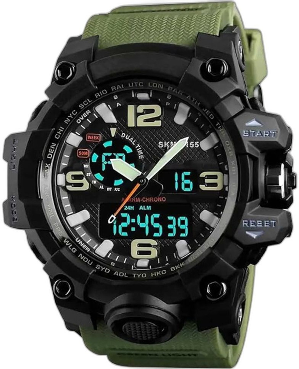 Image of Felizer 1155 Army Green New Arrival Designer Sporty Look Analog-Digital Watch - For Men