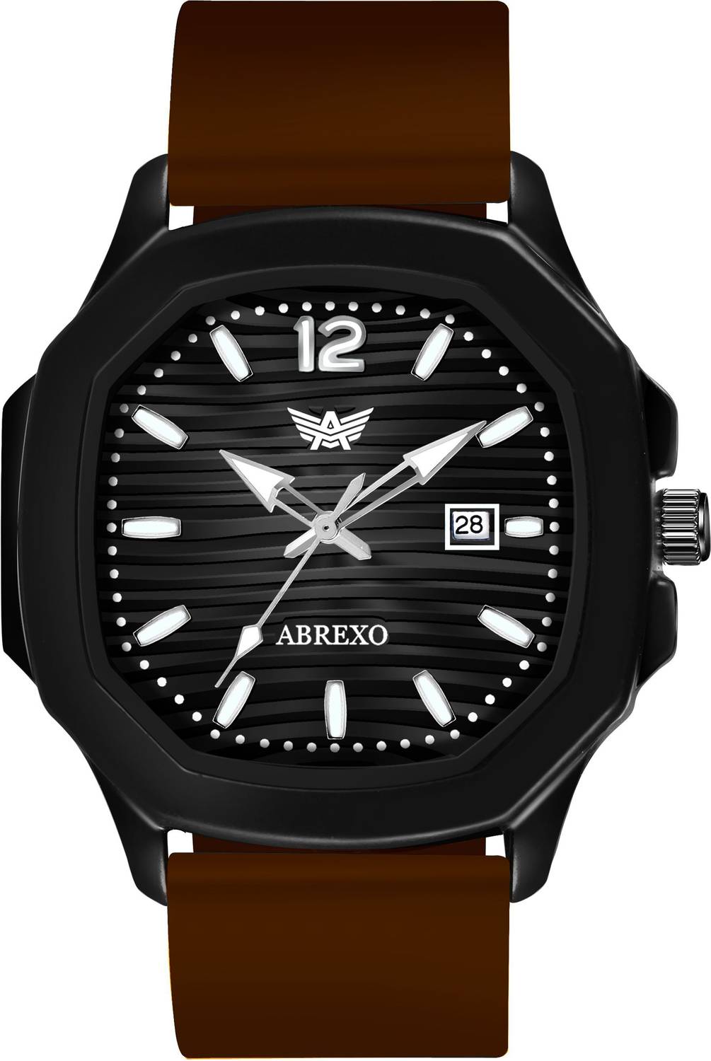 ABREXO Abx6600-BK Black Dial Brown Strap Watch - Image 3