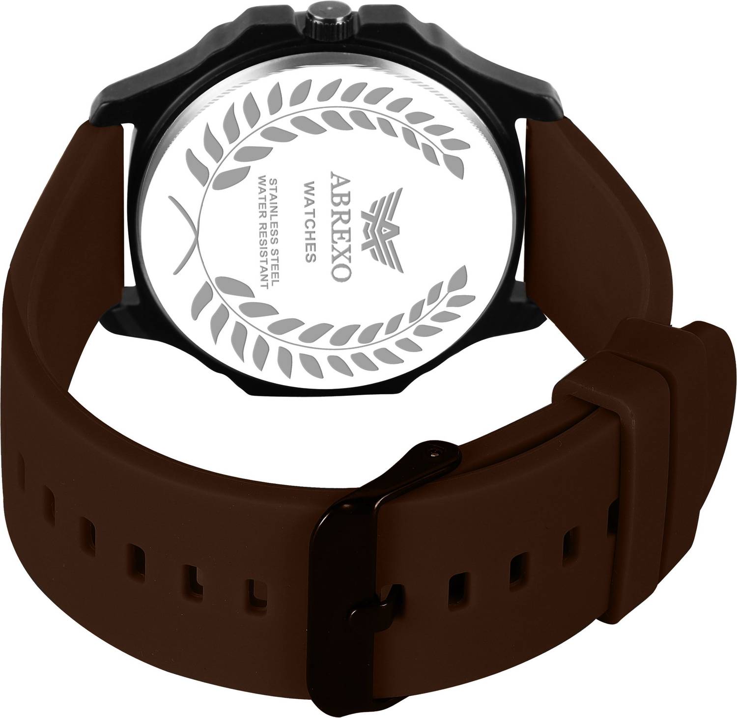 ABREXO Abx6600-BK Black Dial Brown Strap Watch - Image 2