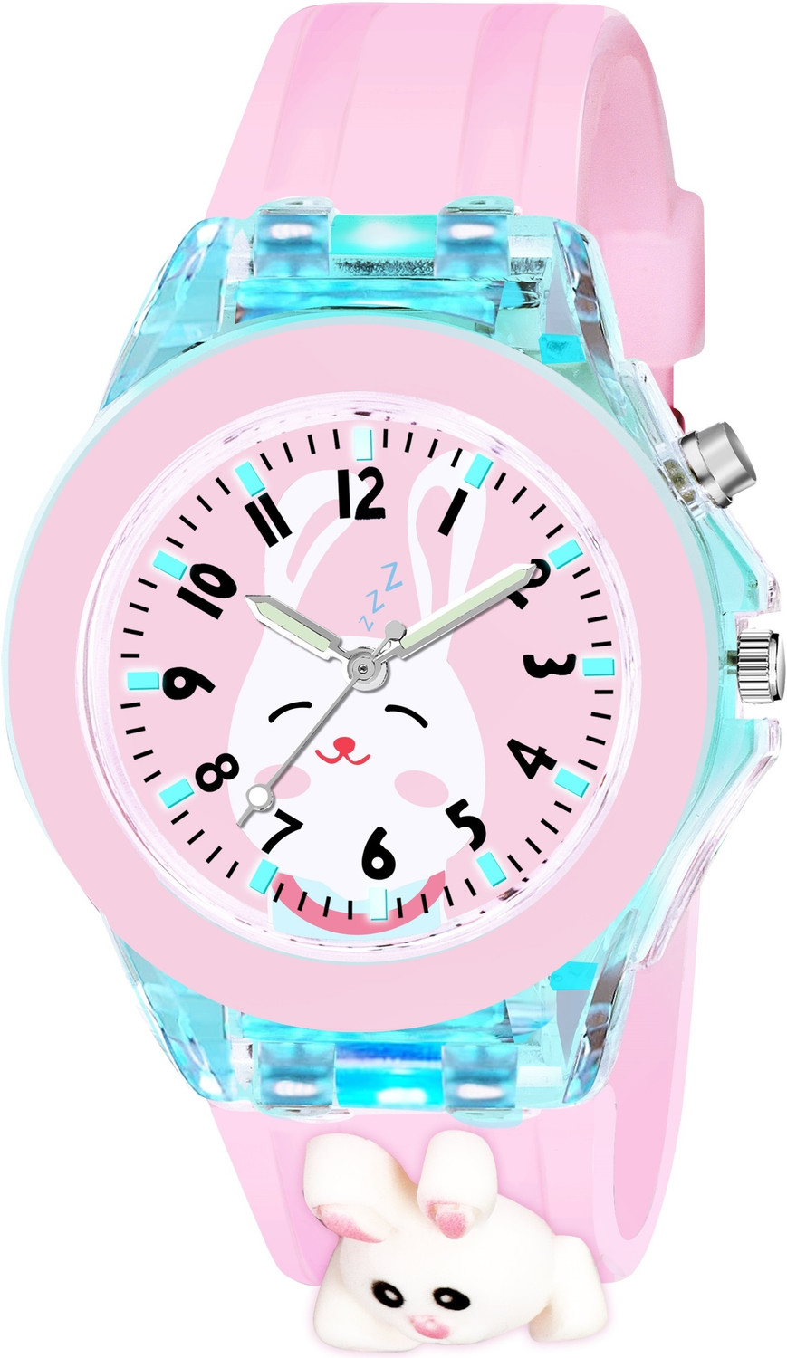 Image of MAAN INTERNATIONAL Bunny Rebbit Kids Cute Rabbit Bunny Cartoon LED Light Pink Silicone Strap Analog Watch - For Boys & Girls