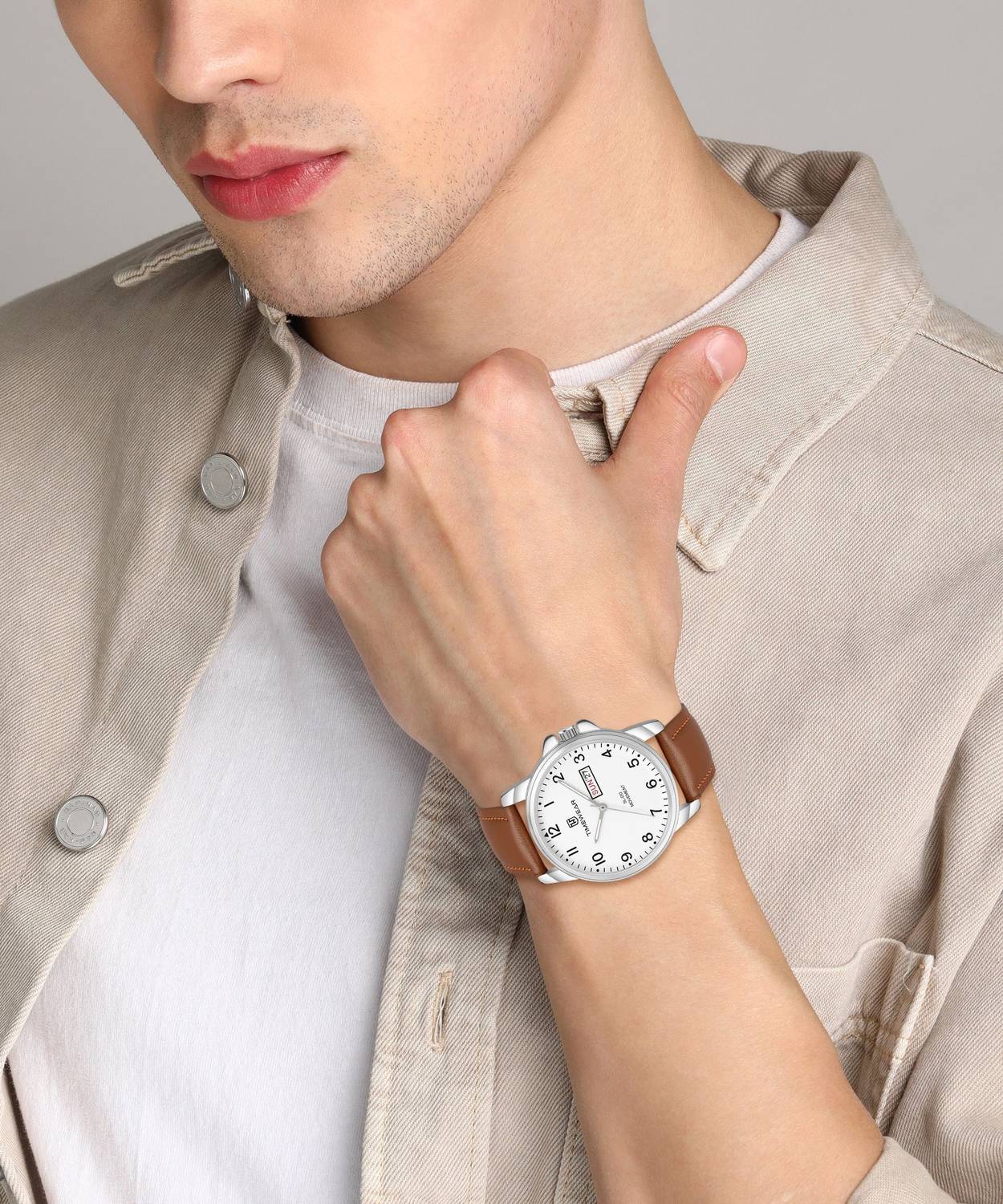 TIMEWEAR 305WDTG Brown Leather Analog Watch - Men - Image 4