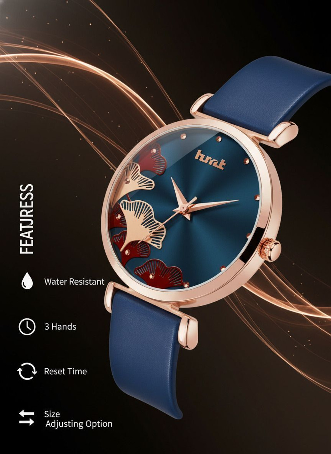 Image of Hmrt Floral Blue Dial Blue Silicon Strap Analog Watch - For Women