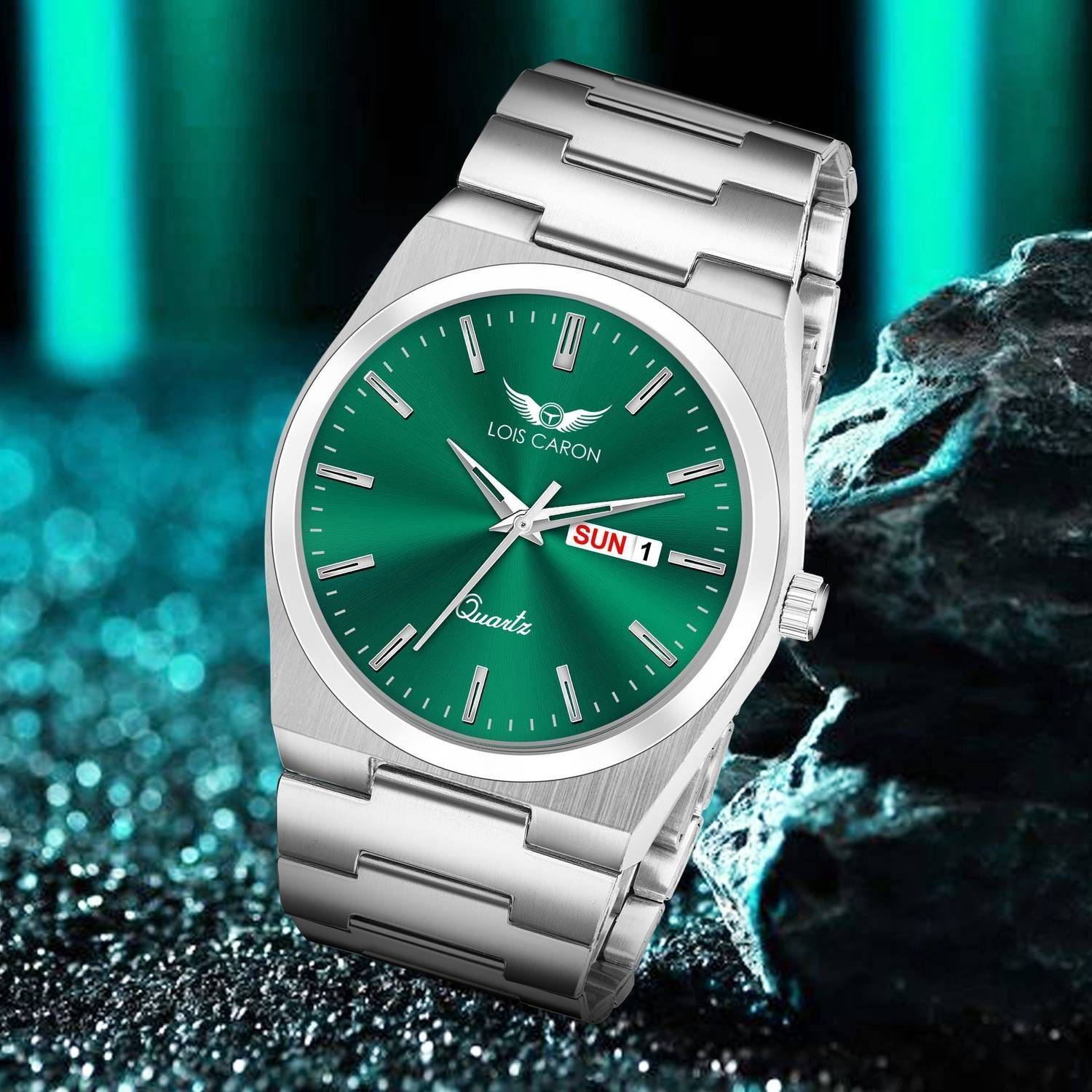 LOIS CARON Men's LCS-8345 Green Dial Watch - Image 2