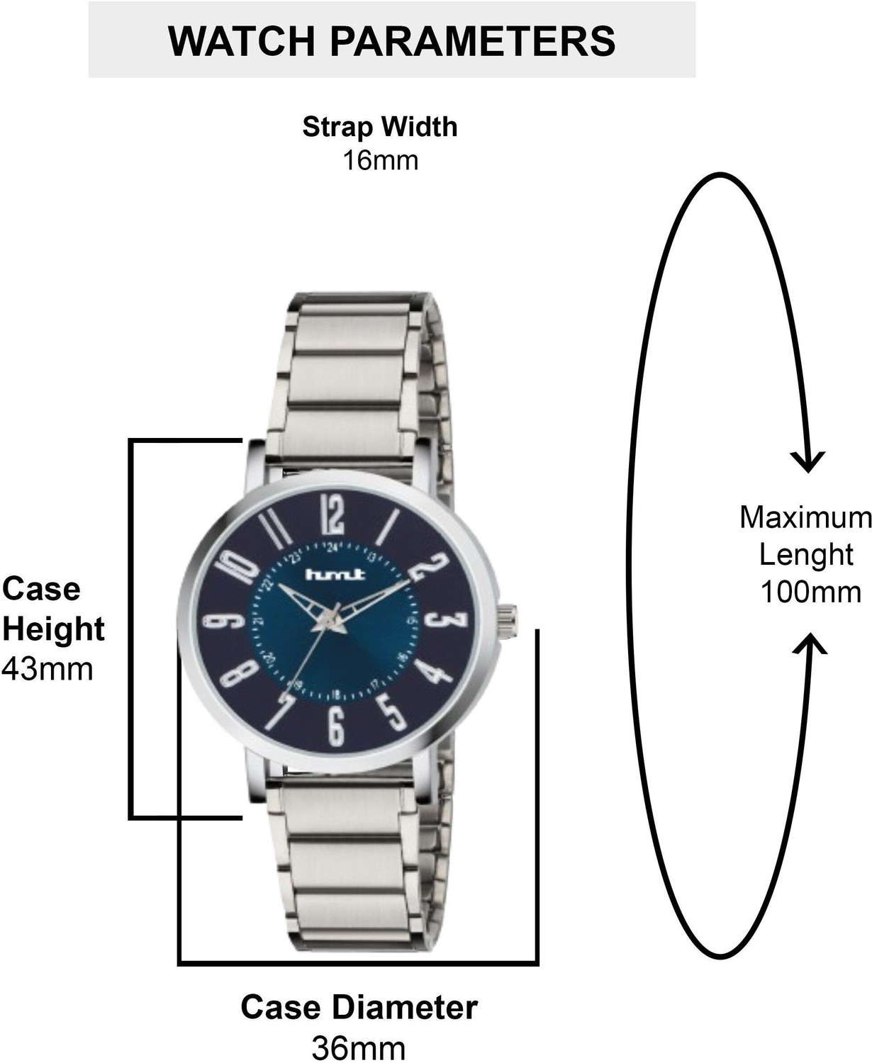 Image of Hmrt Attractive Blue Color Luxury Trending Analog Watch - For Women