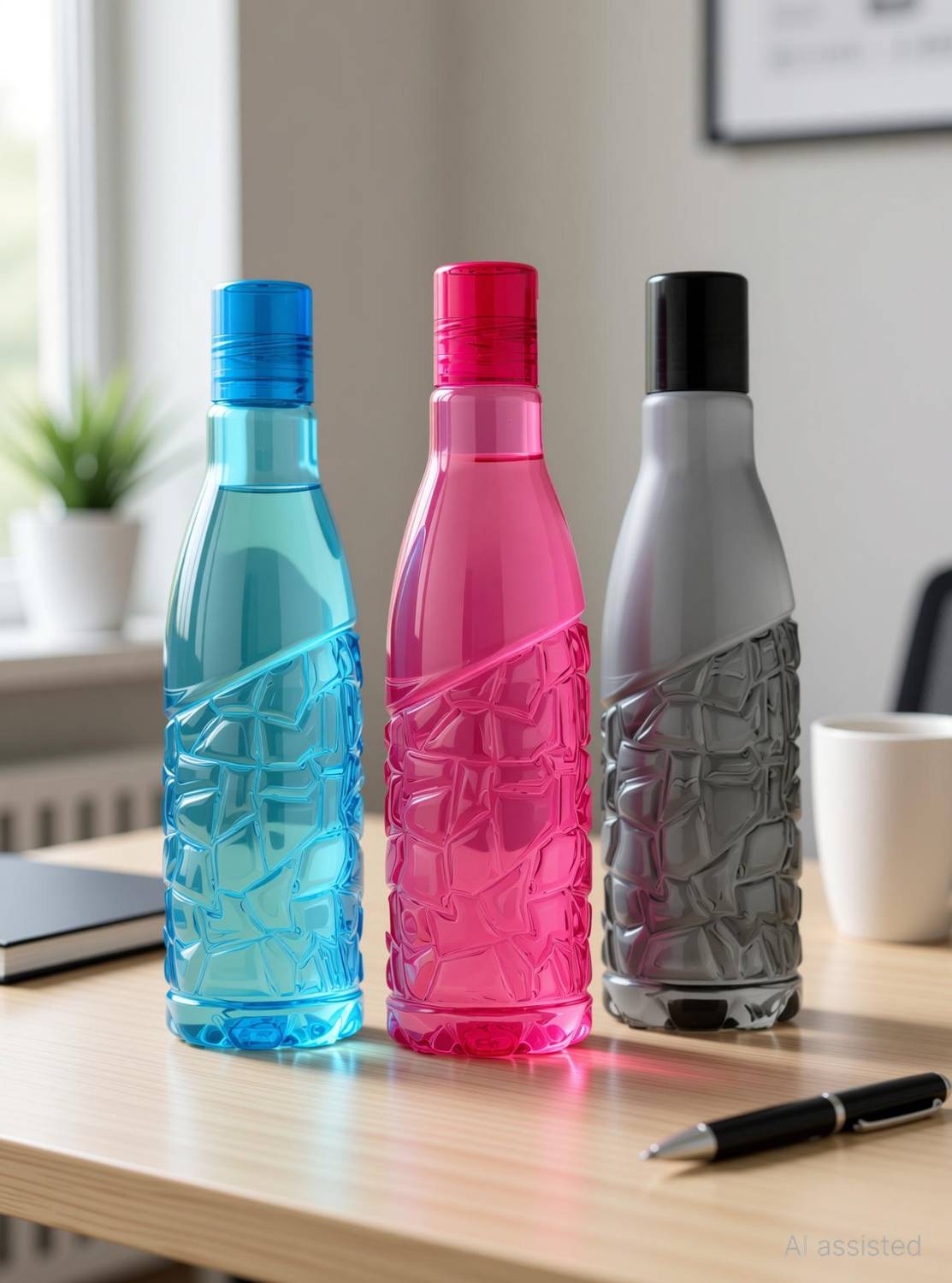 2Mech Bottle Set of 3, Office Bottle ,Gym Bottle 1000 ml Plastic Bottle