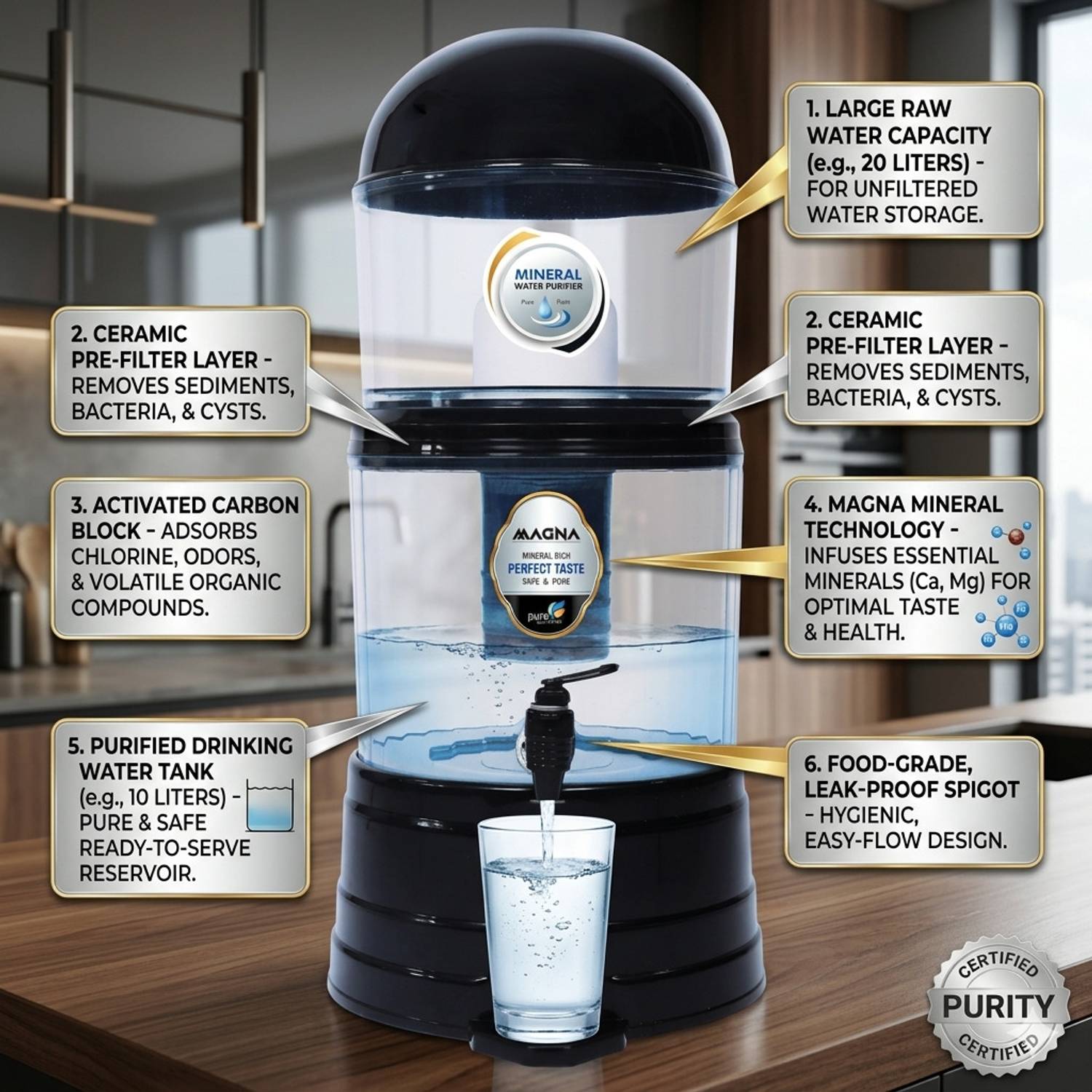 AQUAPINE 16L Gravity Water Purifier - Image 2