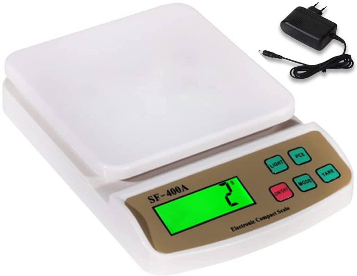 ACU-CHECK Kitchen Weighing Scale with Tare Function SF 400A with Adaptor 10 kg Weighing Scale