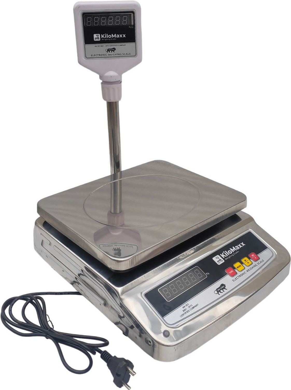 Image of KiloMaxx KM-23, 50kg Weight Scale Front & Green Pole Display Multipurpose Weighing Scale