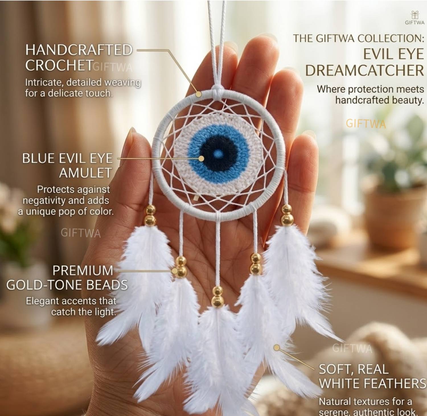 GIFTWA Evil Eye Dreamcatcher Car Hanging | Nazar Suraksha