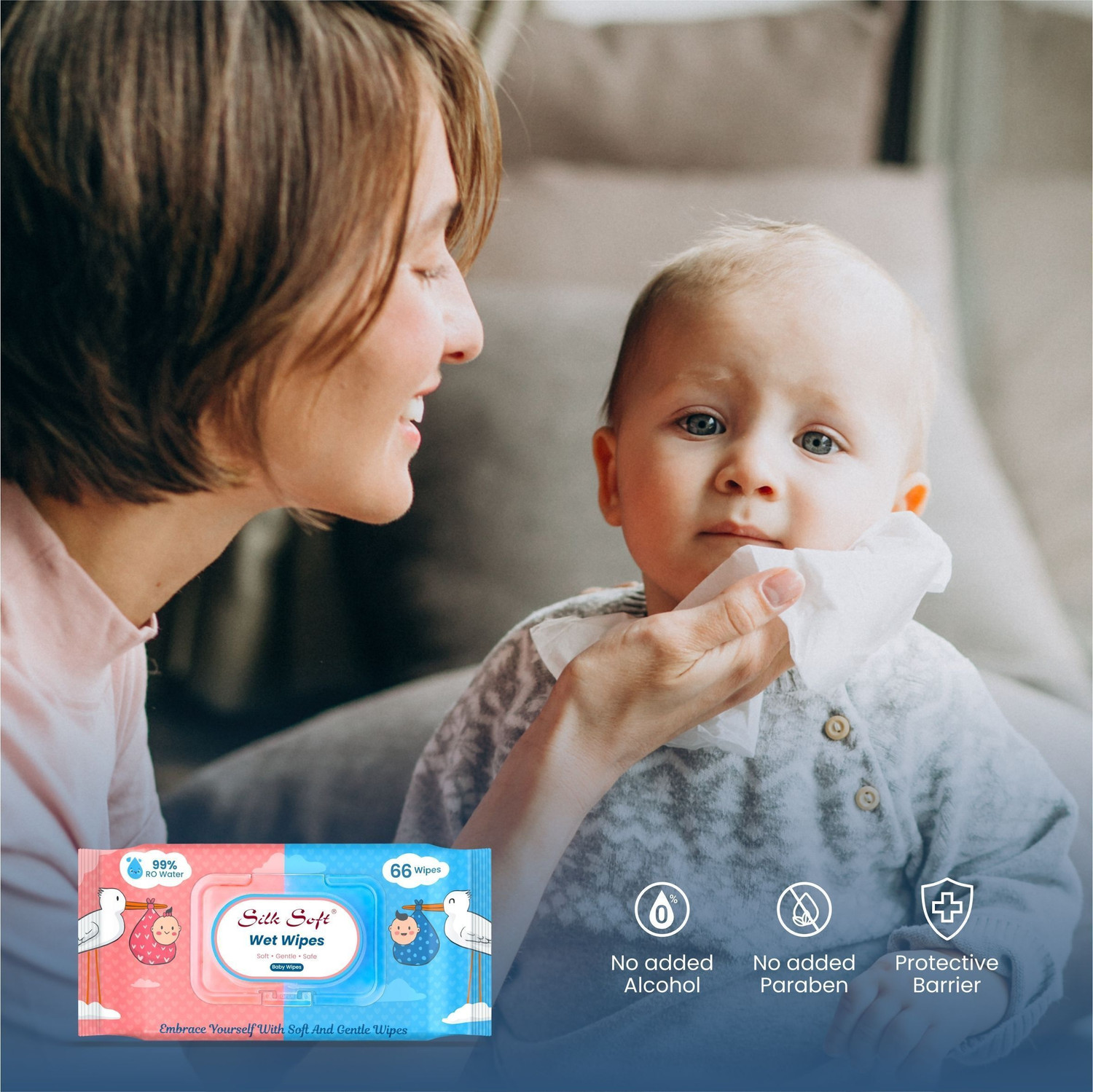 Image of Silk Soft Multipurpose wipes 66 pulls with lid PACK OF 2