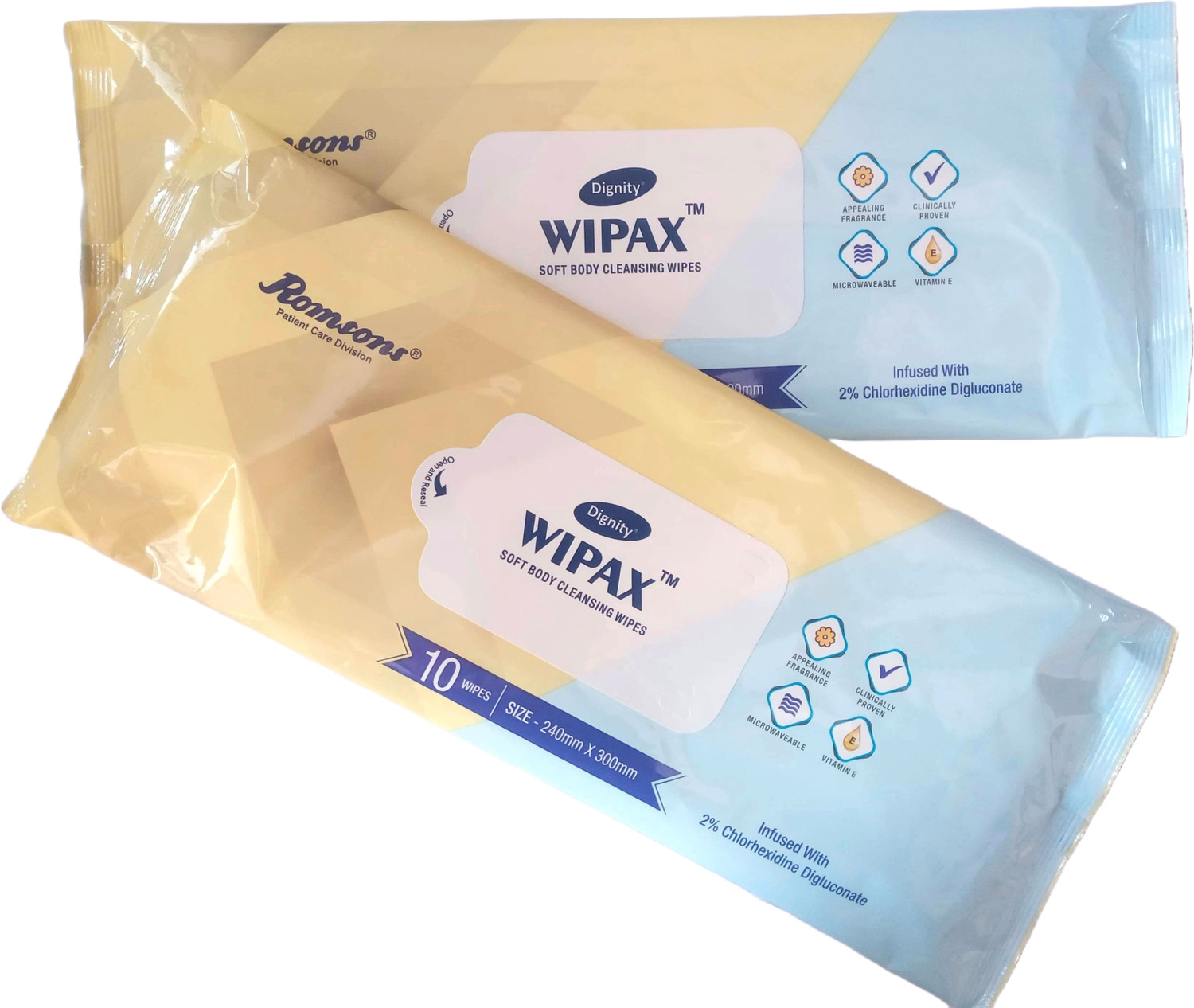 Image of Romsons Wipax Soft Body Cleansing Wipes for Adults Pack of 8 (Combo Pack 80psc.)