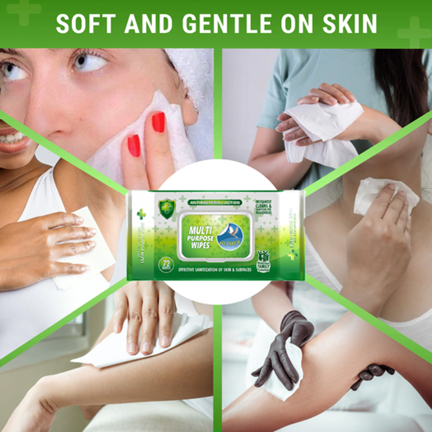Image of GLIDER Multipurpose Wipes | Ideal for Skin & Surfaces | with Flip-top (Pack of 6