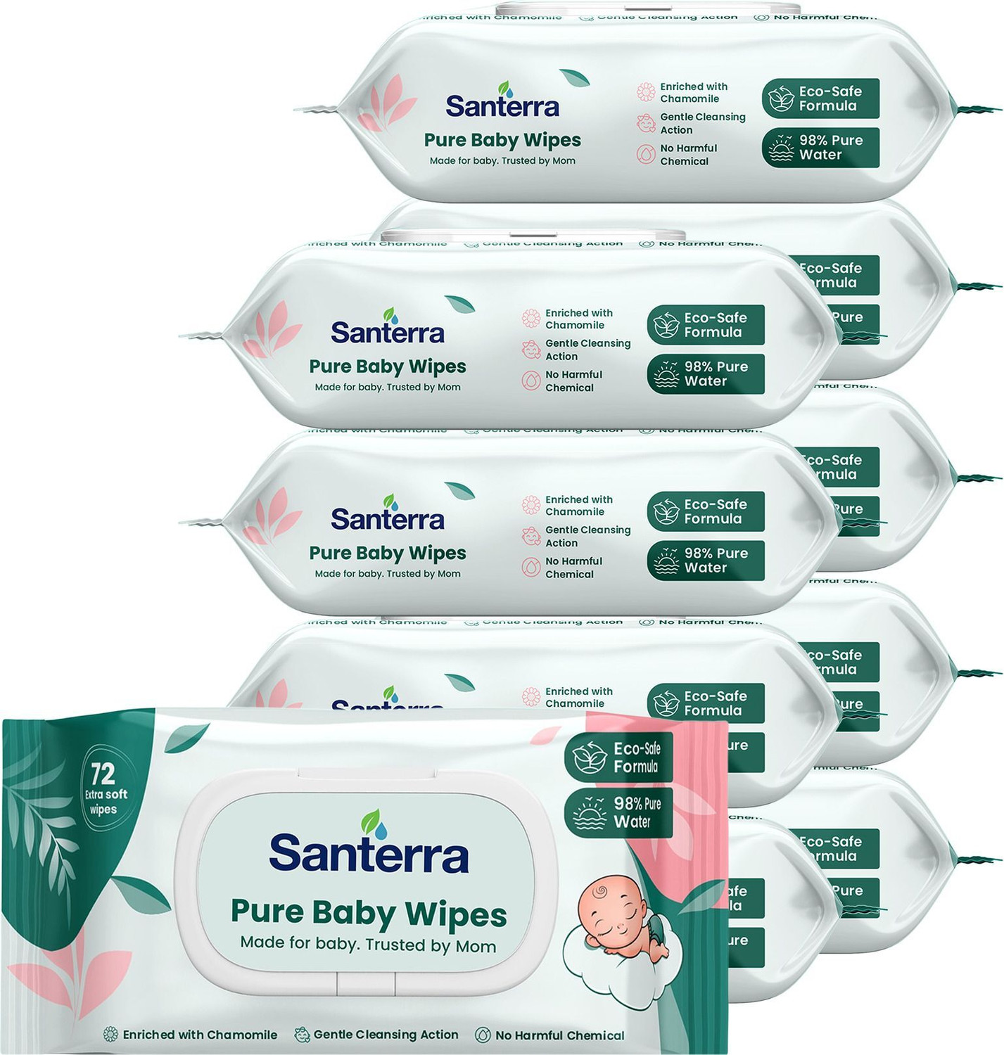 Image of Santerra Pure Baby Wipes enriched with Chamomile & Vitamin-E (720 Wipes)