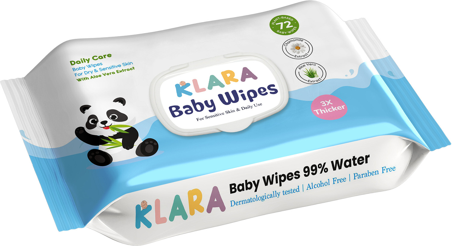 Image of Klara 99% Pure Water Baby Wipes| Rash-Free & Paraben-Free | With Lid | Pack of 1