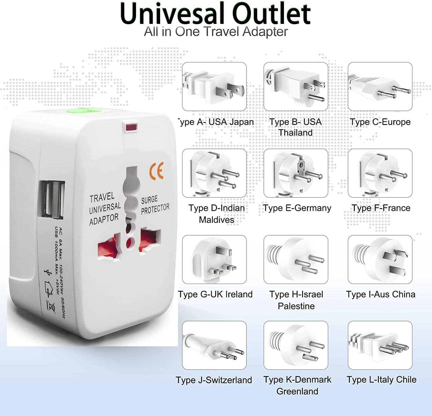 Image of RTS Universal Travel Adapter with USB Port Worldwide Adaptor