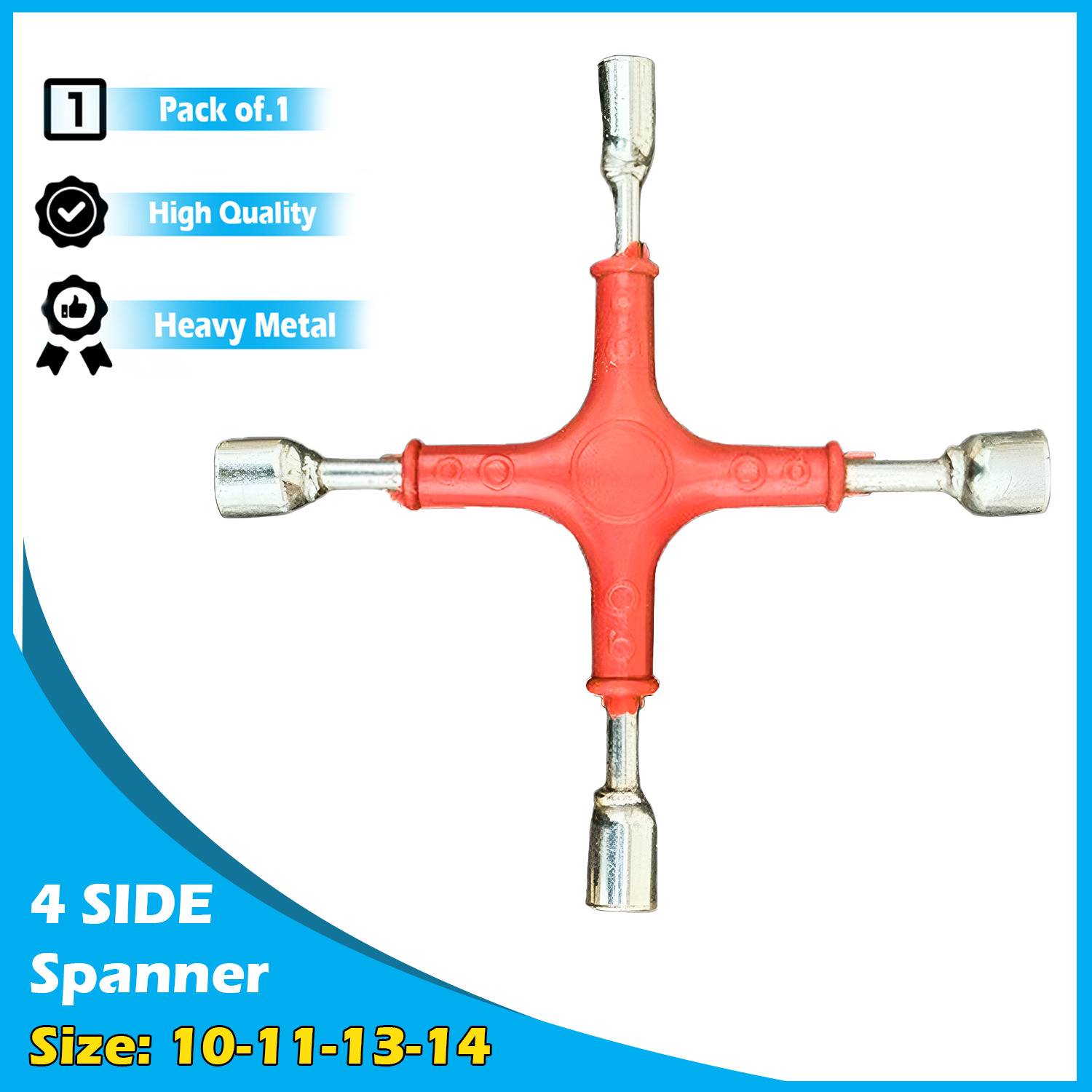 ARQEST Four Sided Lug Wrench (SIZE 10,11,13,14) A_e 4 WAY CROSS SPANNER WRENCH A_e Double Sided Lug Wrench